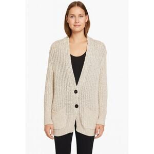 Free People Oversized Knit Cardigan Sweater Cream Women’s XS